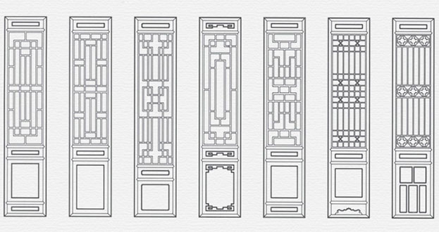 张家川常用中式仿古花窗图案隔断设计图